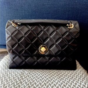 Kate Spade - black quilted shoulder bag/crossbody with gold hardware